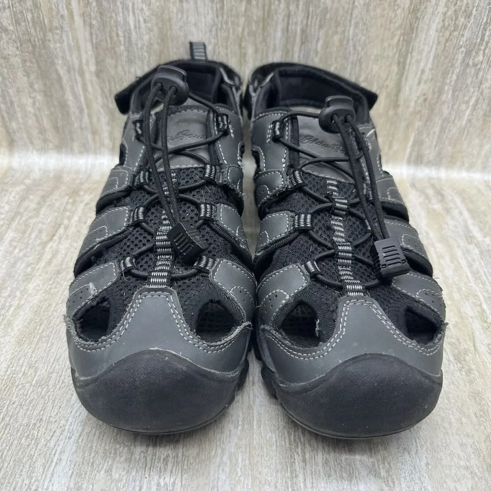 Eddie Bauer‎ Stewart Sandals Mens 9 Grey Leather Outdoor Fisherman Hiking